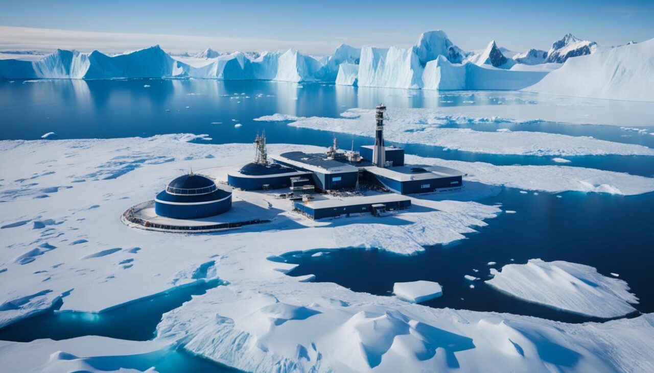 Antarctic Research Station amidst Glacial Beauty
